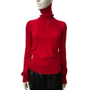 LAMB Red Cotton Cashmere Blend Turtleneck